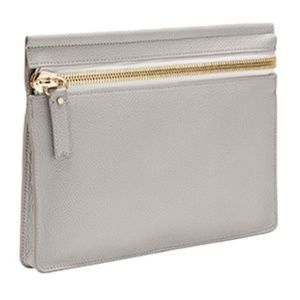 India Hicks Big Zipper Taupe Clutch